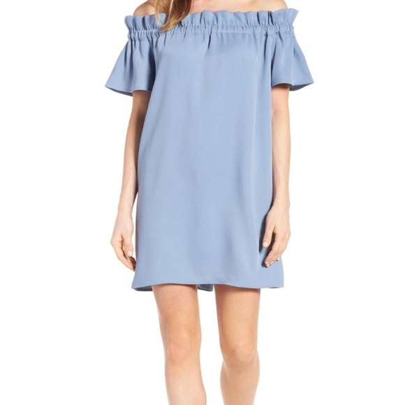 Faded Denim Off the Shoulder Dress - Picture 1 of 1